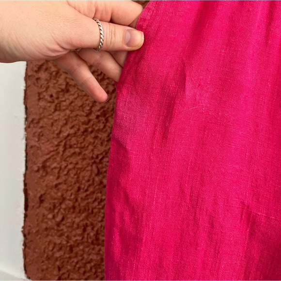 Women’s 100% Linen Pants Hot Pink Size Small - Picture 4 of 9